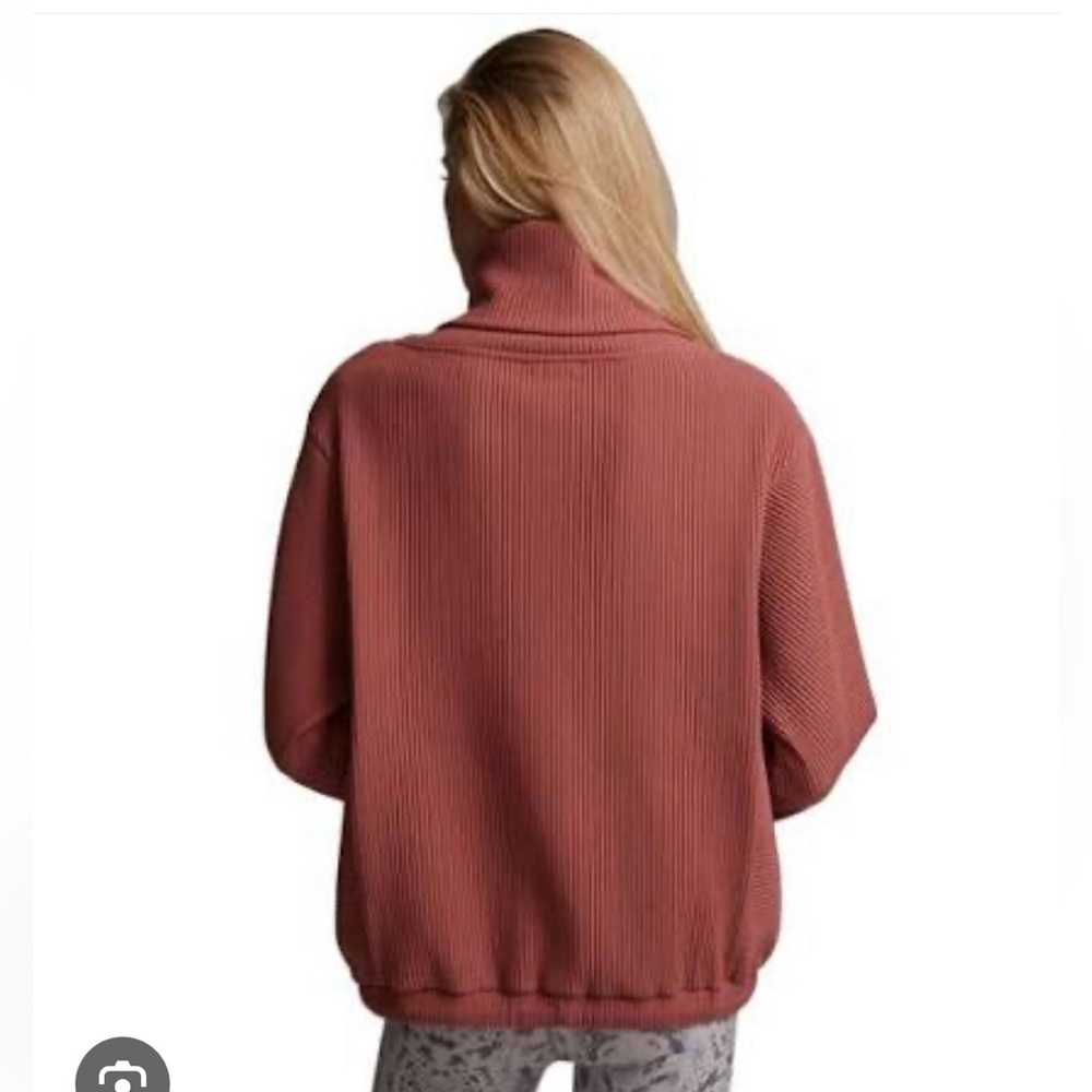 Varley Ribbed Turtleneck Sweatshirt in Rust - Picture 3 of 7